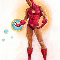 Iron Man Proto-classic Armor. Ilustración de personajes en acrílico. Traditional illustration, Character Design, Painting, Comic, Acr, and lic Painting project by Jordi Gamón Blanch - 07.16.2023