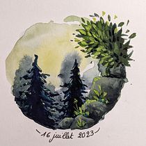 My project for course: Fantasy Landscapes with Watercolor & Gouache. Fine Arts, Painting, Watercolor Painting, Naturalistic Illustration, and Gouache Painting project by odiledile - 07.17.2023