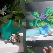 Segue a referência que usei e ao lado a pintura. Muito bom o curso!. Fine Arts, Painting, and Oil Painting project by geovanamente - 07.20.2023