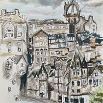 Edinburgh's Skyline. Een project van  Schetsen,  Tekening,  Architecturale illustratie, Sketchbook y  Illustratie met inkt van Rina R - 20.07.2023