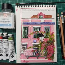 Miklos project Emma's Lisbon for course: Gouache Techniques for Illustration. Traditional illustration, Sketching, Drawing, Sketchbook, and Gouache Painting project by havanna0928 - 07.21.2023
