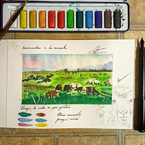 Iniciando la aventura . Traditional illustration, Watercolor Painting, Architectural Illustration, and Sketchbook project by Diego Ortega Salgado - 07.21.2023