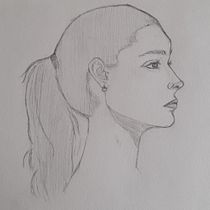 Il mio progetto del corso: Ritratto su blocco da disegno: Profilo donna. Sketching, Drawing, Portrait Drawing, Artistic Drawing, and Sketchbook project by Maria Elena - 07.22.2023