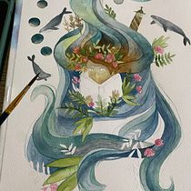 Mein Abschlussprojekt für den Kurs: Aquarelltechnik für traumhafte Illustrationen . Traditional illustration, Drawing, Watercolor Painting, and Editorial Illustration project by natalia.neufeld - 07.23.2023