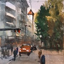 My project for course: Urban Landscapes in Watercolor Ein Projekt aus dem Bereich Bildende Künste, Aquarellmalerei und Architektonische Illustration von Anna - 23.07.2023