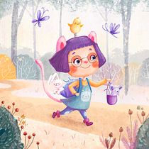 La Gatita con Botas . Un proyecto de Ilustración tradicional, Ilustración digital, Ilustración infantil, Pintura digital, Álbum ilustrado						 y Diseño de personajes de Brenda Matilla - 25.07.2023