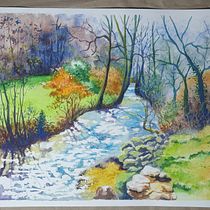 Mon projet du cours : Peinture de paysages réalistes à l'aquarelle. Projekt z dziedziny  Sztuki piękne,  Malarstwo, Sketching, Malowanie akwarelą, Ilustracja naturalist i czna użytkownika valerie_le_corre - 26.07.2023