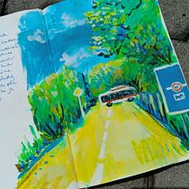 My project for course: Pictorial Sketchbook with Gouache. Ilustração tradicional, Esboçado, Desenho, Sketchbook, Pintura guache e Ilustração arquitetônica projeto de Tereza Mašínová - 27.07.2023