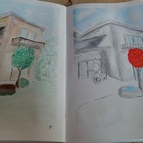 Mein Abschlussprojekt für den Kurs: Architektonische Zeichnung mit Aquarell und Tinte. Sketching, Drawing, Watercolor Painting, Architectural Illustration, Sketchbook & Ink Illustration project by chrisgodejohann - 07.28.2023
