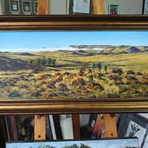 Karoo landscape scene -My project for course: Oil Landscape Painting: Explore the Power of Light. Un proyecto de Ilustración tradicional, Bellas Artes, Dibujo a lápiz, Pintura al óleo e Ilustración naturalista				 de Kina Joubert - 29.07.2023
