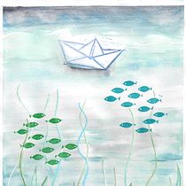 Unter Wasser - mein Abschlussprojekt für den Kurs: Geschnitzte Stempel für illustrierte Kompositionen. Een project van Traditionele illustratie, Craft,  Beeldende kunst y Printen van Eva Unrast - 30.07.2023