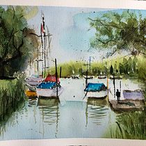 My project for course: Watercolor Techniques for Painting Seascapes Ein Projekt aus dem Bereich Malerei, Aquarellmalerei und Naturalistische Illustration von hellokristina - 31.07.2023