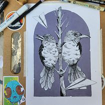 Mi proyecto del curso: Ilustración realista de pájaros con elementos creativos. Ink Illustration, Naturalistic Illustration, Pencil Drawing, and Drawing project by Diego Aguilera Marsh - 07.26.2023