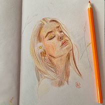 Il mio progetto del corso: Ritratti vivaci con matite colorate. Drawing, Portrait Drawing, Sketchbook, and Colored Pencil Drawing project by Barbara Baiano - 07.31.2023
