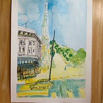 My project for course: Urban Sketching: Create Expressive Cityscapes. Painting, Sketching, Drawing, Watercolor Painting, Sketchbook & Ink Illustration project by oval_rose - 07.31.2023