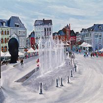 Mon projet du cours :  Peintures à la gouache de la Grand Place de Mons (Belgique). Un proyecto de Ilustración tradicional, Bocetado, Dibujo, Arquitectura, Bellas Artes y Pintura de Kathy Lecocq - 01.08.2023