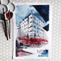 Mon projet du cours : Dessin architectural à l’aquarelle et à l’encre. Sketching, Drawing, Watercolor Painting, Architectural Illustration, Sketchbook & Ink Illustration project by Emma Wallace - 08.02.2023