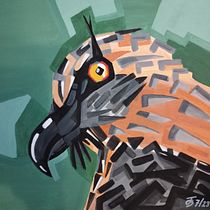 Stilisierte Acrylmalerei: Bartgeier. Painting, Acr, and lic Painting project by Jon Bickel - 08.02.2023