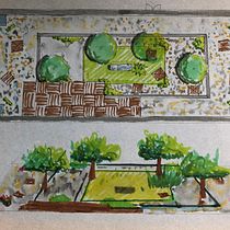Mon projet du cours : Introduction à la création de paysages. Een project van Interieurontwerp, L, scaping,  Architecturale illustratie y Ruimtelijk ontwerp van fabiennebegonia - 02.08.2023