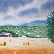 Mon projet du cours : Paysages à l'aquarelle : techniques et outils expérimentaux. Projekt z dziedziny  Sztuki piękne,  Malarstwo i Malowanie akwarelą użytkownika valerie.le-corre - 02.08.2023