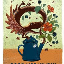 Morning Tea Dragon Ein Projekt aus dem Bereich Traditionelle Illustration, Kreativität, Zeichnung, Plakatdesign, Sketchbook, Illustration mit Tinte und Digitale Illustration von Sasha Kuznetsova - 03.08.2023