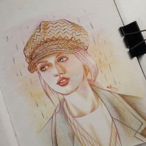 Mi proyecto del curso: Dibujo de retratos llamativos con lápices de colores. Drawing, Portrait Drawing, Sketchbook, and Colored Pencil Drawing project by news paper - 08.03.2023