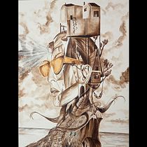El viaje hacia el interior, con asfalto y acrílico . Traditional illustration, Painting, Drawing, and Watercolor Painting project by Juan Mora - 08.04.2023
