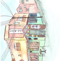 Coffee Hanyakbang. Sketching, Drawing, Watercolor Painting, Architectural Illustration, Sketchbook & Ink Illustration project by beatasaban - 07.28.2023