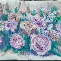 My project for course: Expressive Floral Painting with Acrylic Paint. Fine Arts, Painting, Acr, lic Painting, and Botanical Illustration project by Regina - 08.05.2023