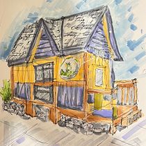 My project for course: Expressive Architectural Sketching with Colored Markers. Sketching, Drawing, Architectural Illustration, Sketchbook & Ink Illustration project by Kevin Brunt - 08.09.2023