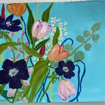 My project for course: Expressive Floral Painting with Acrylic Paint. Fine Arts, Painting, Acr, lic Painting, and Botanical Illustration project by Else Jensen - 08.09.2023