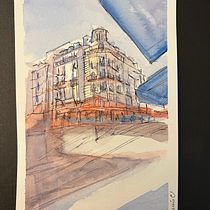 My project for course: Architectural Sketching with Watercolor and Ink. Sketching, Drawing, Watercolor Painting, Architectural Illustration, Sketchbook & Ink Illustration project by jess_cui - 08.10.2023