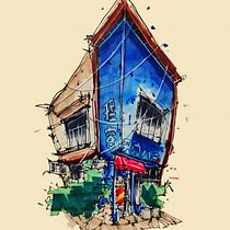 My project for course: Expressive Architectural Sketching with Colored Markers. Sketching, Drawing, Architectural Illustration, Sketchbook & Ink Illustration project by Princeson Capuli - 08.11.2023