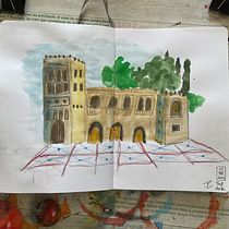 Mon projet du cours : Esquisse urbaine : dessinez une ville en mouvement. Traditional illustration, Sketching, Drawing, Watercolor Painting, Architectural Illustration, and Sketchbook project by Jerome Pelipelo - 08.15.2023