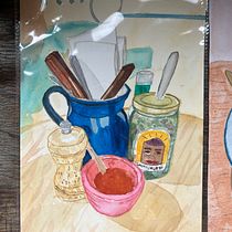 Mi proyecto del curso: Bodegón contemporáneo con acuarela. Een project van Traditionele illustratie, Schilderij y Aquarelschilderen van Mar Diaz - 14.08.2023