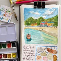 Mi proyecto del curso: Cuaderno de viaje en acuarela. Traditional illustration, Watercolor Painting, Architectural Illustration, and Sketchbook project by Daniela Mow - 08.18.2023