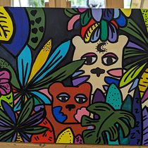 Mon projet du cours : Initiation à la peinture acrylique : créez une toile tropicale. Un projet de Peinture, Création de motifs, Peinture acr , et lique de Miche Depain - 15.08.2023