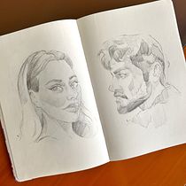 Mi proyecto del curso: Cuaderno de retratos a línea con grafito. Artes plásticas, Esboçado, Desenho, Desenho de retrato, e Sketchbook projeto de dimane - 19.08.2023