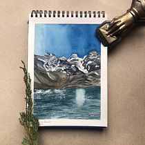 Tuni Condoriri Bolivia . Projekt z dziedziny  Sztuki piękne,  Malarstwo, Sketching, Malowanie akwarelą, Ilustracja naturalist i czna użytkownika Isabel Quiroga Castro - 19.08.2023