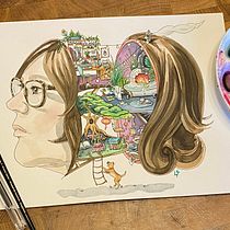 My project for course: Surreal Illustration with Watercolor and Ink. Traditional illustration, Fine Arts, Painting, Drawing, and Watercolor Painting project by Lyndsay Stephenson - 08.19.2023