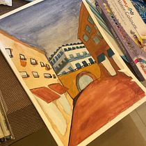 Meu projeto do curso: Representação arquitetônica com aquarela. Un projet de Illustration traditionnelle, Esquisse , Dessin, Aquarelle, Illustration architecturale , et Carnet de croquis de Júlia Gabriele Da Silva - 18.08.2023