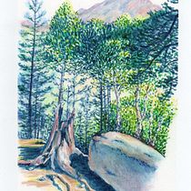 Mon projet du cours : Paysages : approche par le carnet de dessin et la couleur. Un progetto di Bozzetti, Creatività, Disegno a matita, Disegno e Sketchbook di Claire Poyet - 20.08.2023