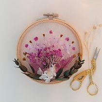 Mon projet du cours : Broderie sur tulle avec des fleurs et des plantes naturelles . Embroider, DIY, Floral, Plant Design, and Textile Design project by corinne_17 - 08.20.2023