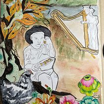 Angel y sus frijoles Maravillosos!. Traditional illustration, Fine Arts, Painting, Pencil Drawing, Drawing, Watercolor Painting, Children's Illustration, Narrative, and Design project by Erwin Cardona - 09.15.2023