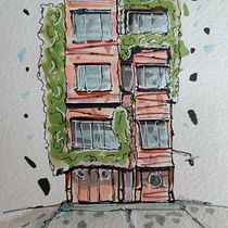 Mon projet du cours : Esquisses d'architecture expressives aux feutres de couleur. Sketching, Drawing, Architectural Illustration, Sketchbook & Ink Illustration project by kykydoo - 08.21.2023