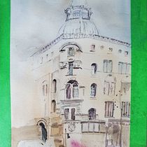 My project for course: Architectural Sketching with Watercolor and Ink. Sketching, Drawing, Watercolor Painting, Architectural Illustration, Sketchbook & Ink Illustration project by Audrey Meuse - 08.23.2023