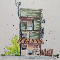Mon projet du cours : Esquisses d'architecture expressives aux feutres de couleur. Sketching, Drawing, Architectural Illustration, Sketchbook & Ink Illustration project by Adeline - 08.21.2023