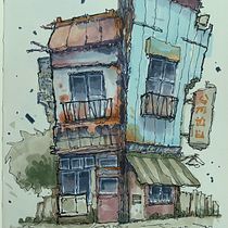 My project for course: Expressive Architectural Sketching with Colored Markers. Sketching, Drawing, Architectural Illustration, Sketchbook & Ink Illustration project by Alex Wood - 08.27.2023