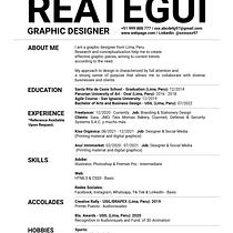 My project for course: Resumes for Creatives: Craft Your CV and Cover Letter Ein Projekt aus dem Bereich Kreative Beratung, Portfolioverwaltung, Kommunikation und Business von Omar Reátegui - 18.08.2023