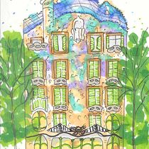 Gaudi Architecture, Barcelona. Sketching, Drawing, Architectural Illustration, Sketchbook & Ink Illustration project by jjkkg - 08.30.2023